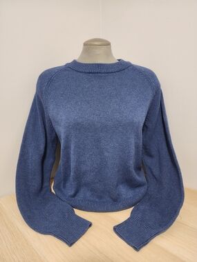 Calvin Klein Classic Blue Crewneck 100% Cotton Knit Sweater Preppy